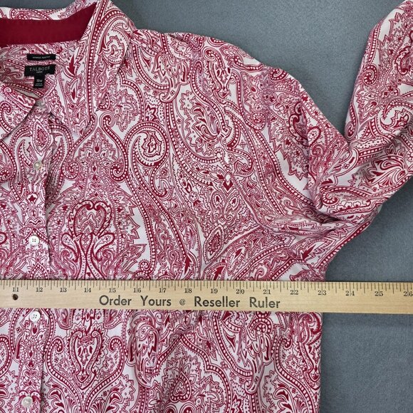 Talbots Shirt Womens 18W Red White Paisley Wrinkle Resistant Button Front Top - Picture 8 of 12